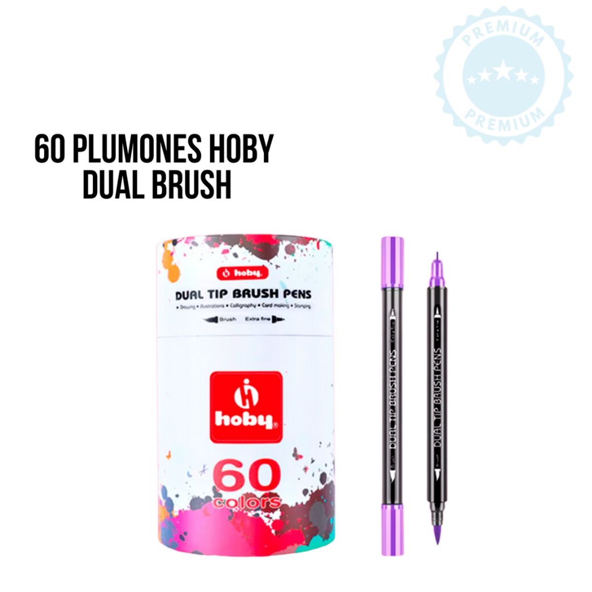 GENERICO - 60 PLUMONES HOBY DUAL BRUSH  K101