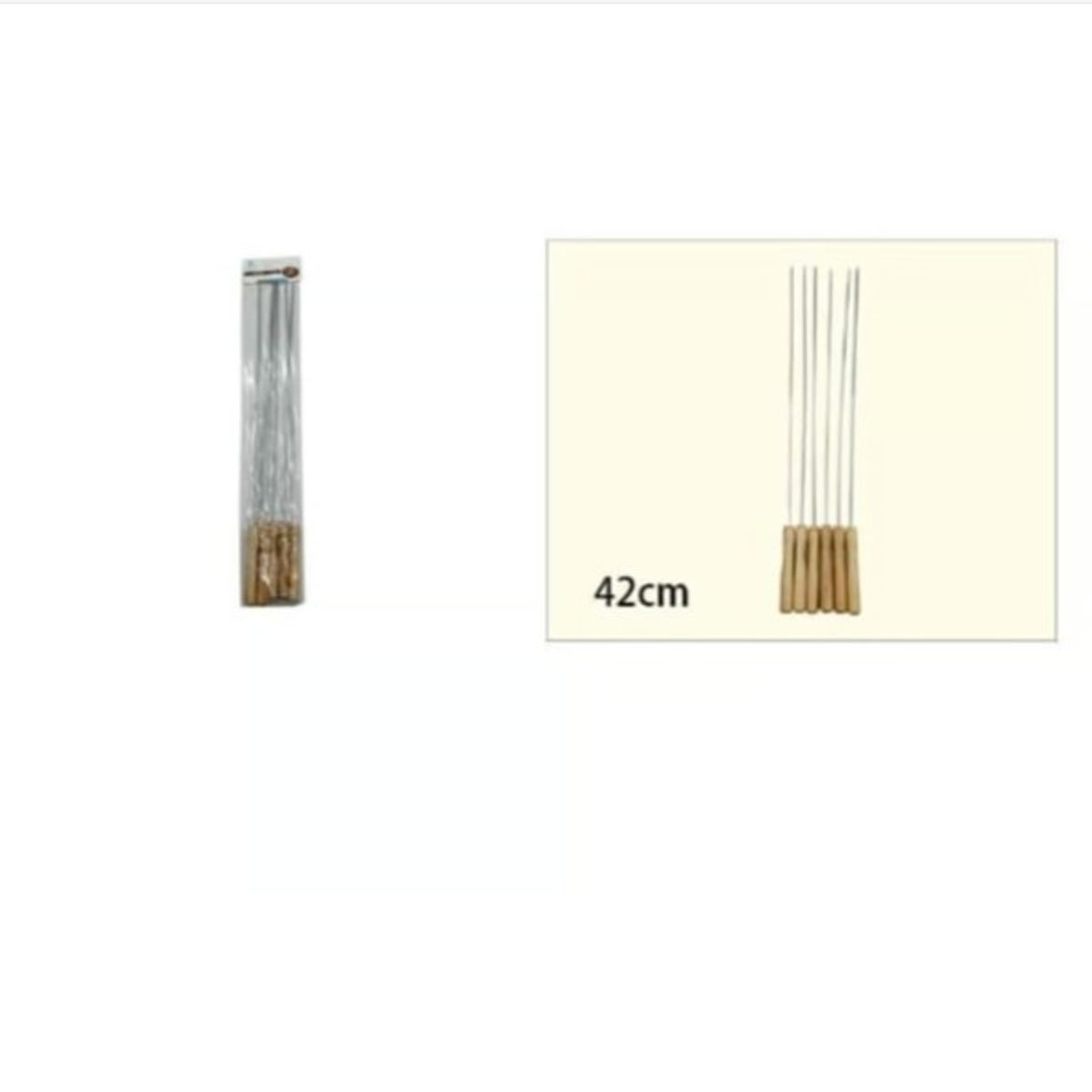 GENERICO - Aguja De Barbacoa 6 Piezas 42Cm Mango De Madera