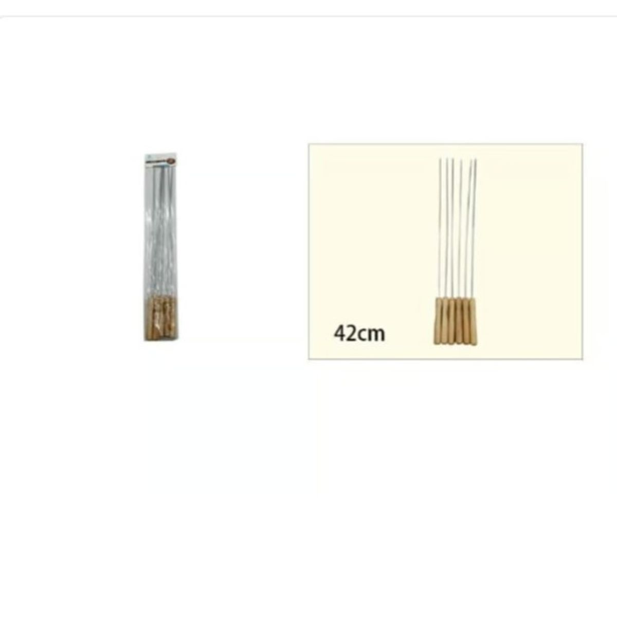 GENERICO - Aguja De Barbacoa 6 Piezas 42Cm Mango De Madera