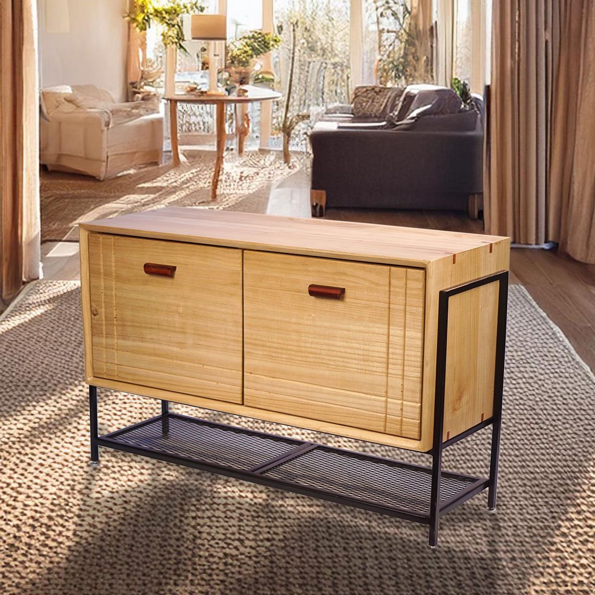 GENERICO - Rack de Madera y Metal - Estilo Industrial