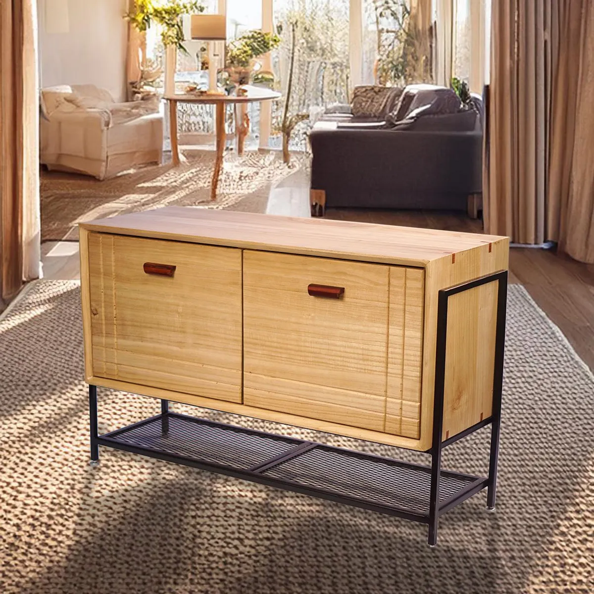 GENERICO - Rack de Madera y Metal - Estilo Industrial