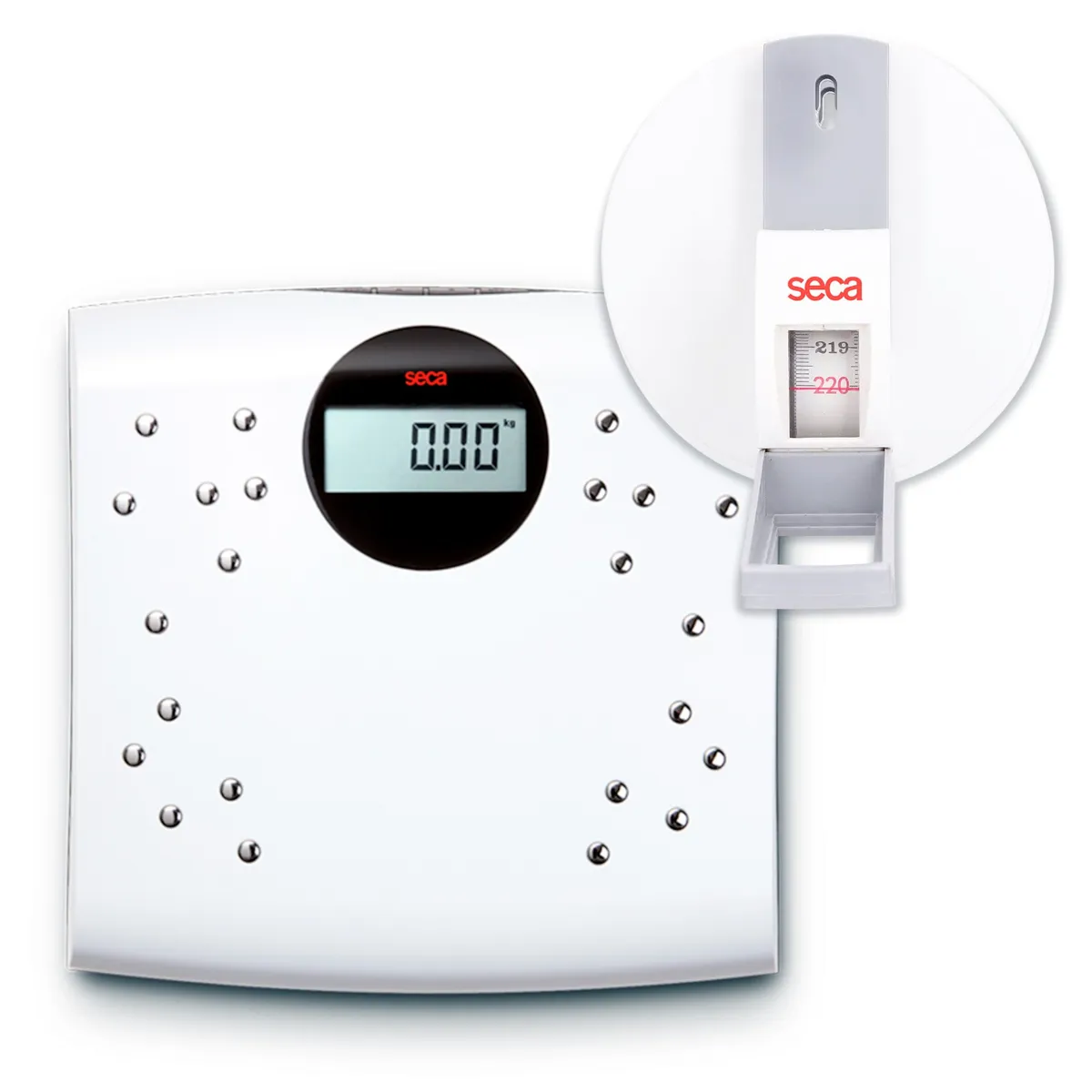 SECA - SECA  Kit Balanza Digital Bioimpedancia Para Medir Grasa Corporal + Tallimetro de Pared Portatil