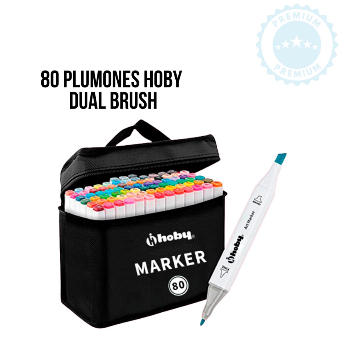 GENERICO - 80 PLUMONES HOBY DUAL BRUSH  K152