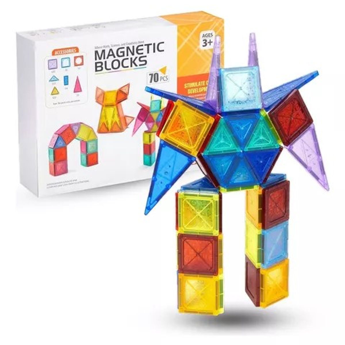 MUNDO MAGIA - Bloques Construccion Para Niños 70pzs Magneticos