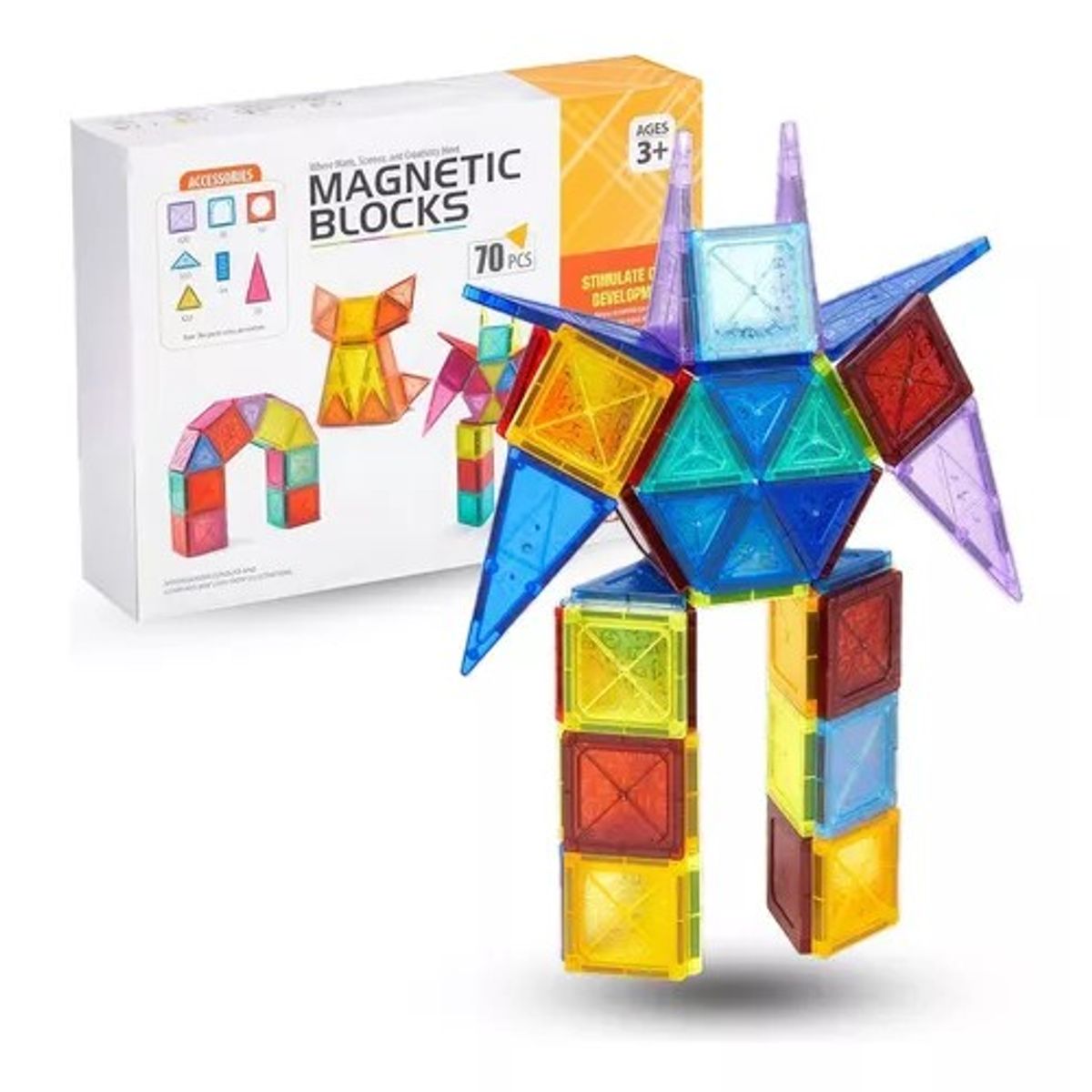 MUNDO MAGIA - Bloques Construccion Para Niños 70pzs Magneticos