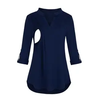 KIVARA - Polera Lactancia Maternidad Camisa Manga Larga Navy