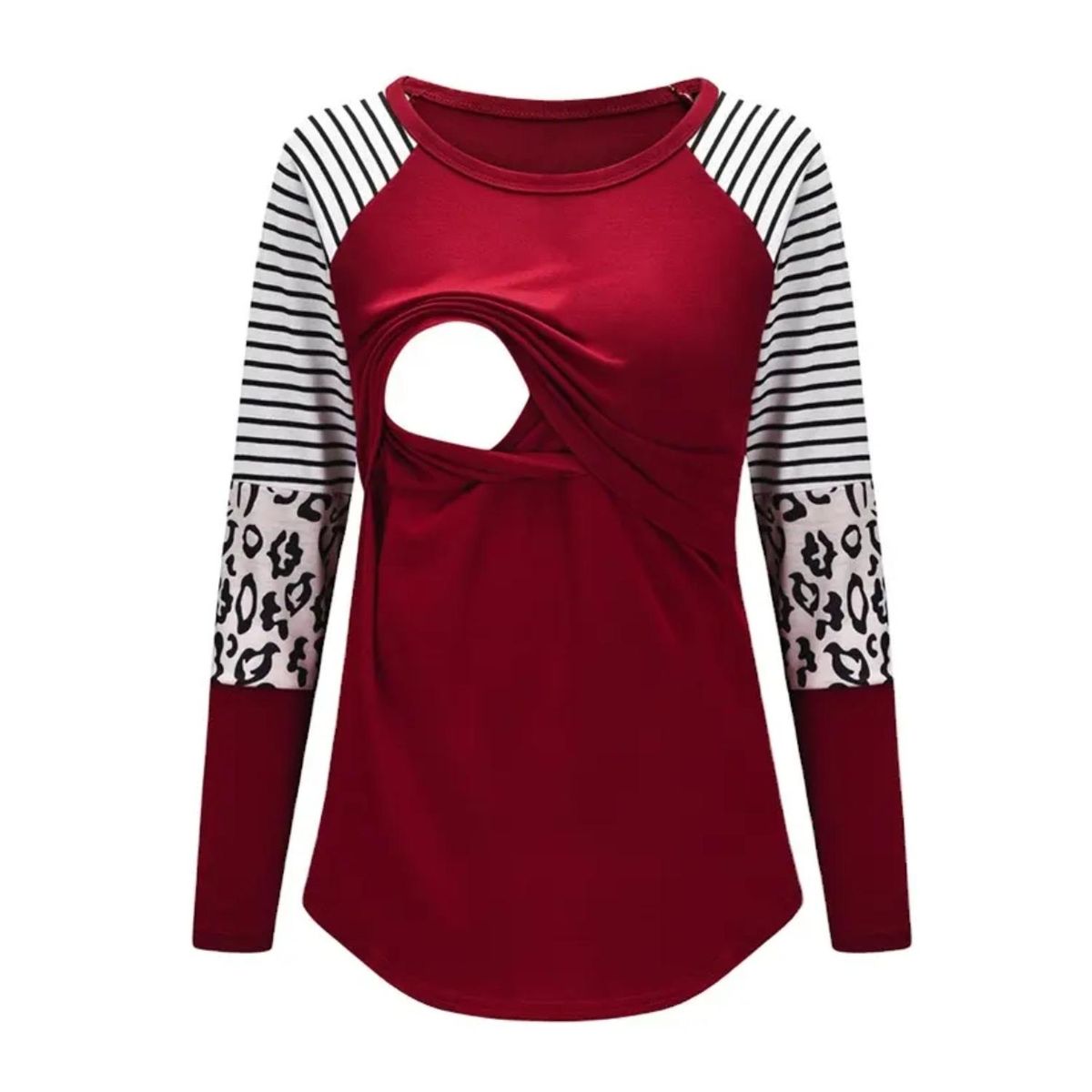 KIVARA - Polera Lactancia Maternidad Manga Larga Gina Burdeo