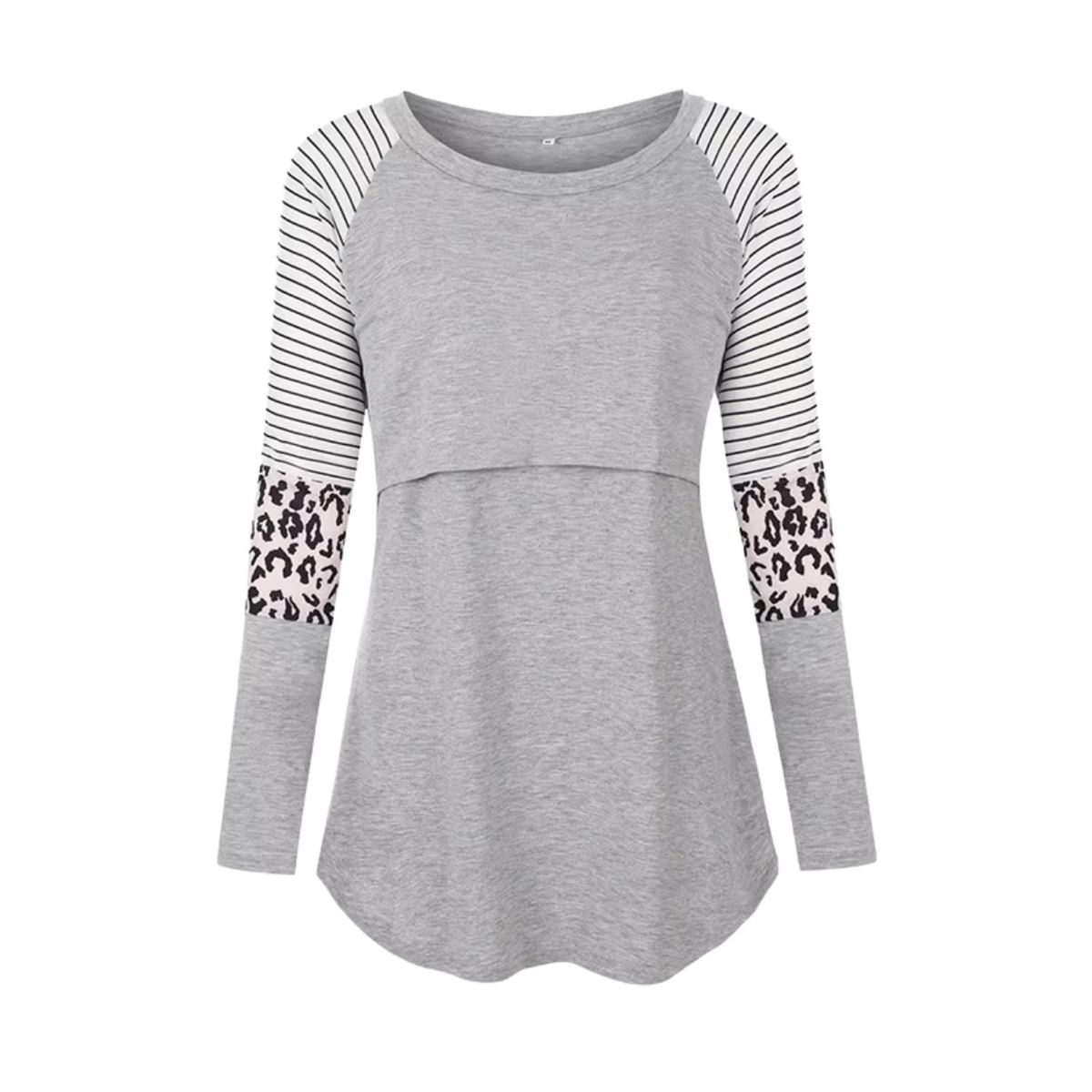 KIVARA - Polera Lactancia Maternidad Manga Larga Gina Gris