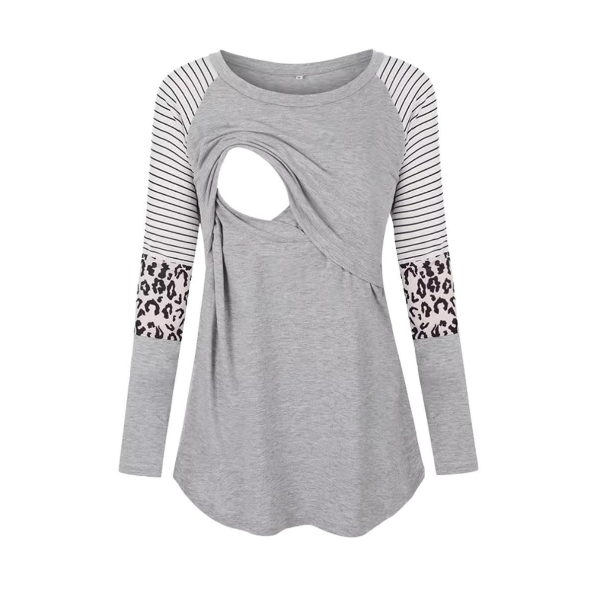 KIVARA - Polera Lactancia Maternidad Manga Larga Gina Gris