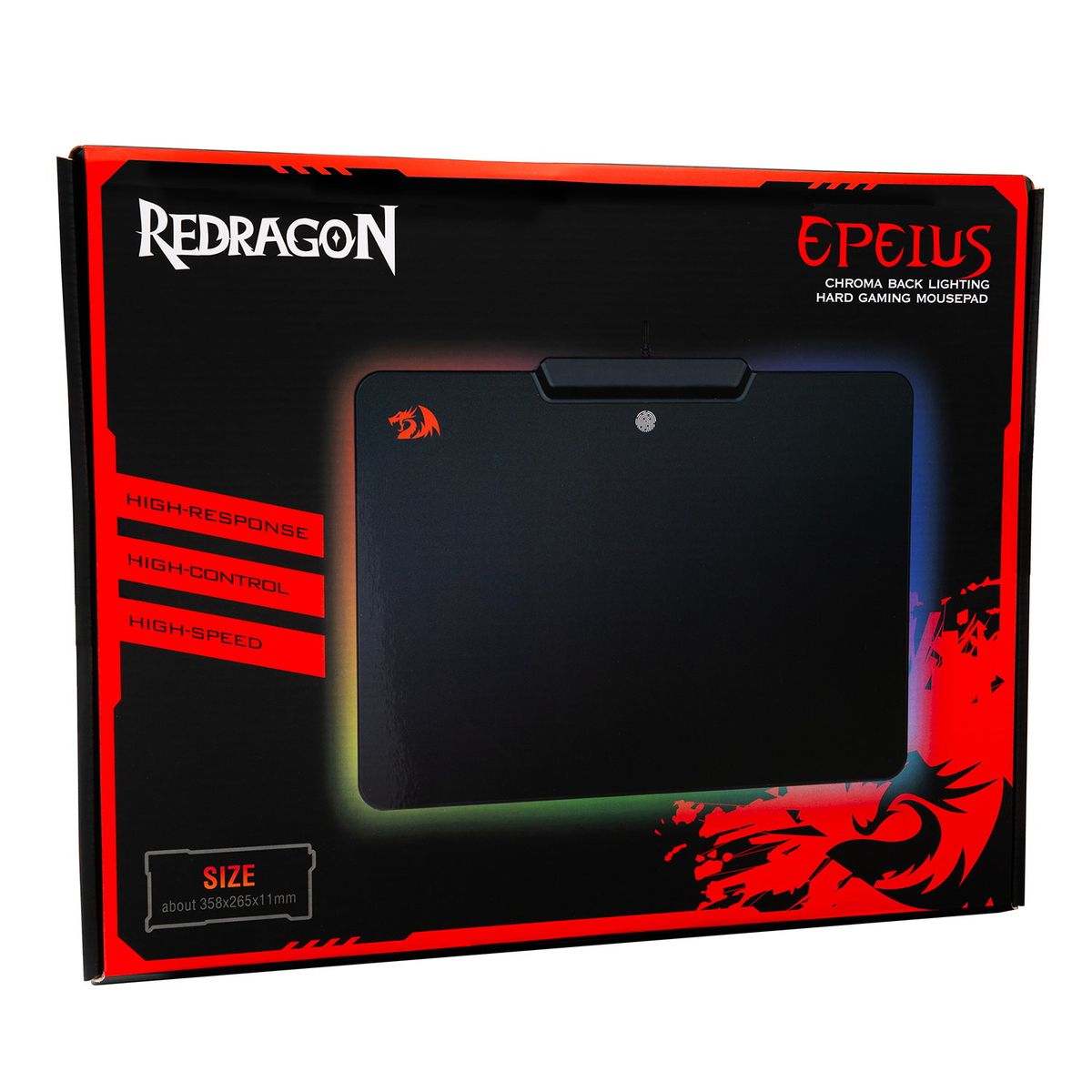 REDRAGON - MOUSE PAD GAMER REDRAGON EPEIUS P009 DE GOMA M 25CM X 35CM X 3.6MM NEGRO