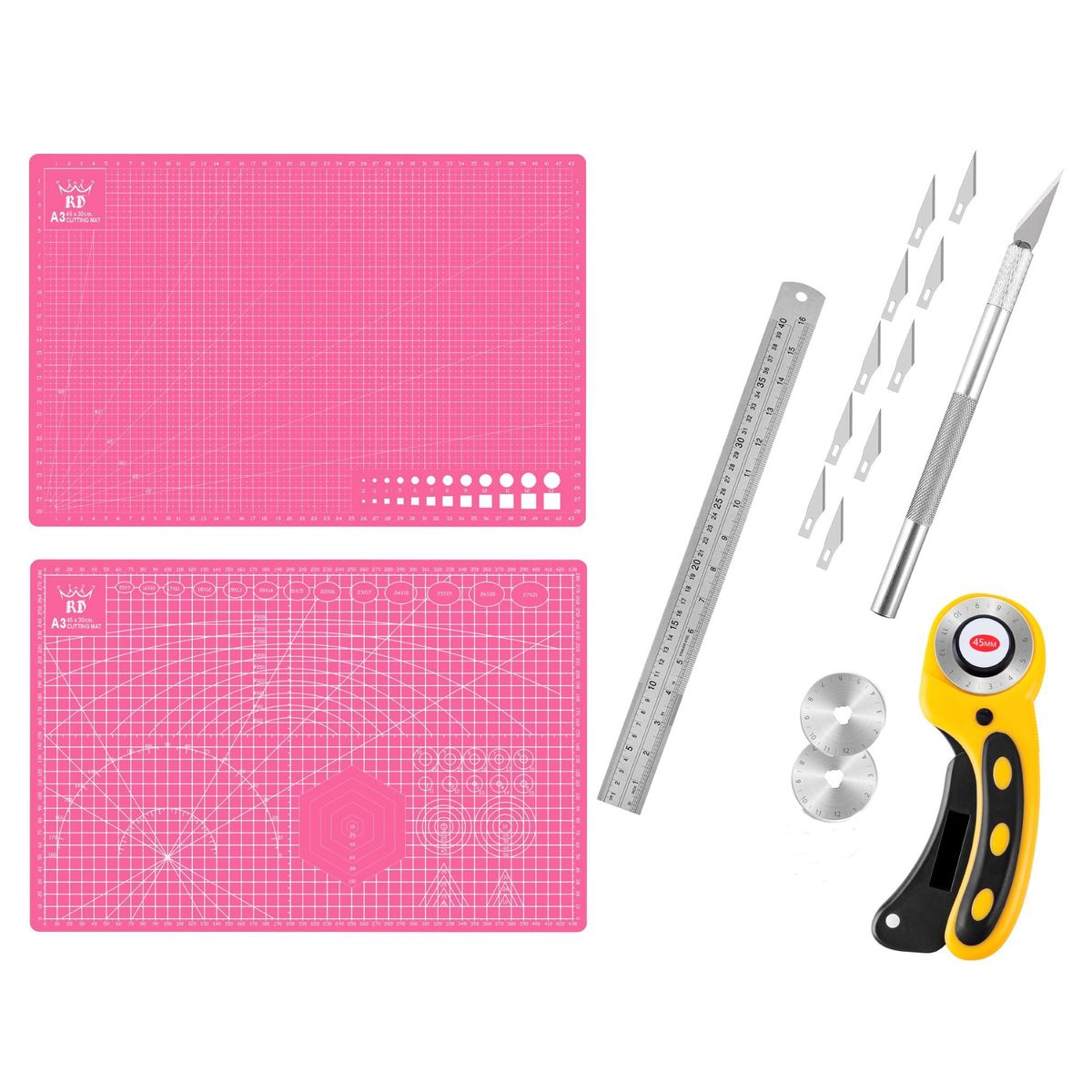 RD - Base Salvacorte A3 30x45cm+ Regla 40cm+Bisturi+Rotativo Rd R