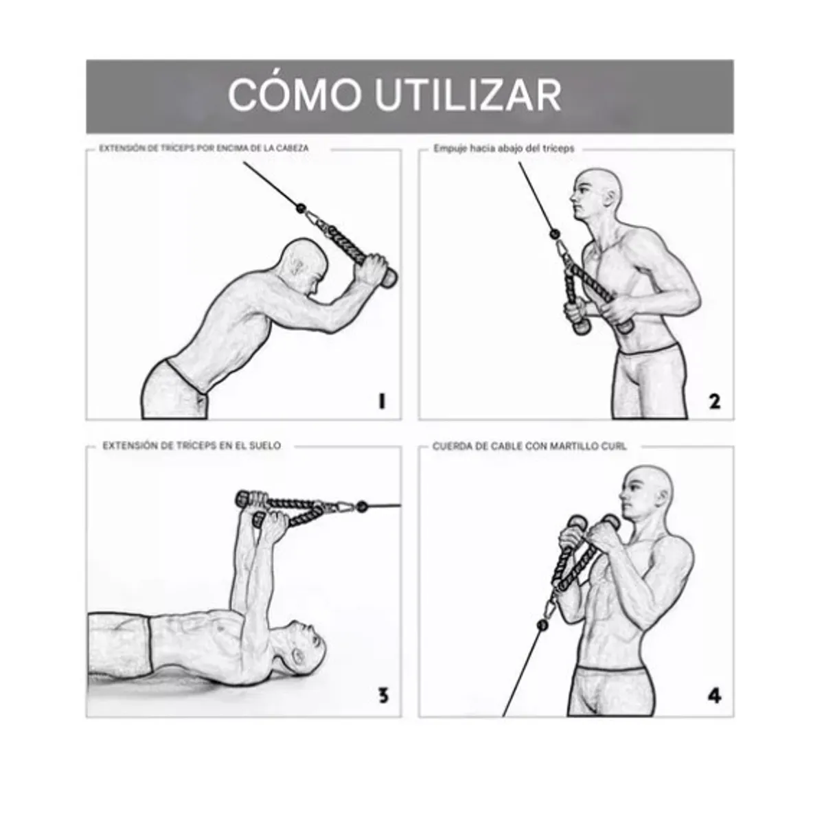 OFERTABKN - Cuerda Soga Para Triceps Biceps Polea Mancuernas Fitness