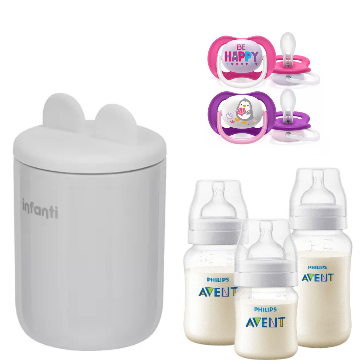 INFANTI - Kit Esencial para Bebé Calentador Mamaderas y Chupetes Avent