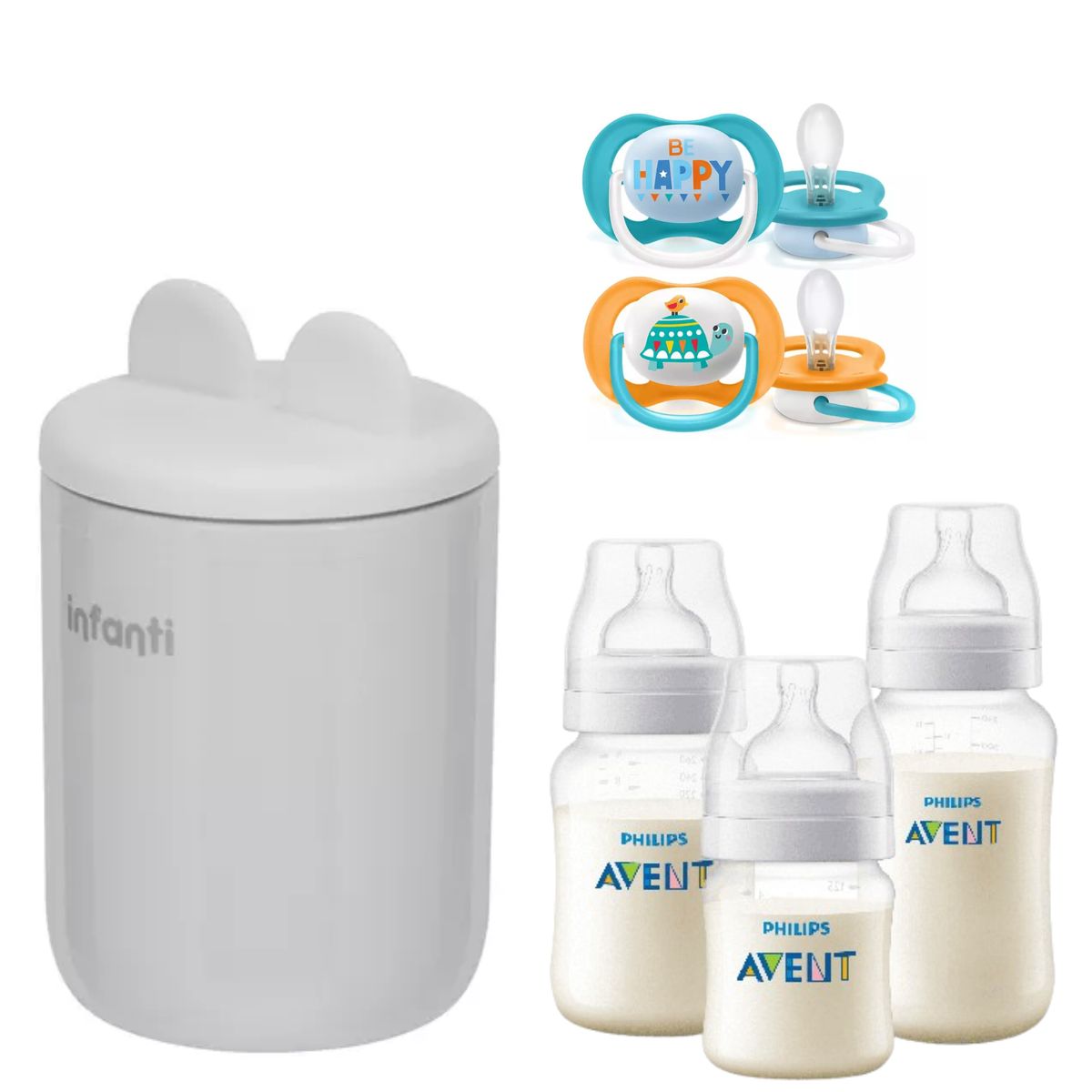 INFANTI - Kit Esencial para Bebé Calentador Mamaderas y Chupetes Avent