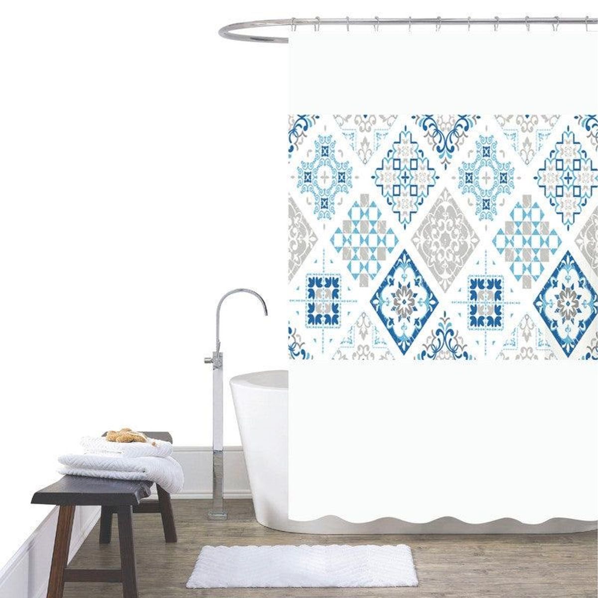 GENERICO - Cortina De Baño Plástica Cuadros Bathlux