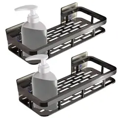 GENERICO - 2Pcs Juego Estanteria Ducha Para Baño Pared-Negro