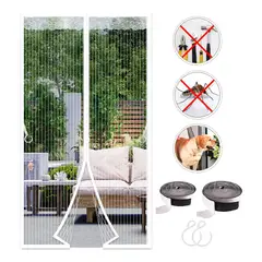 GENERICO - Blanco 70x200cm Mosquitera Puerta Magnetica Con Gancho Hogar