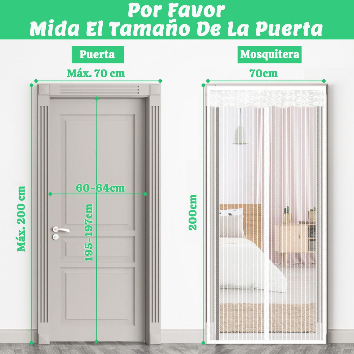 GENERICO - Blanco 70x200cm Mosquitera Puerta Magnetica Con Gancho Hogar