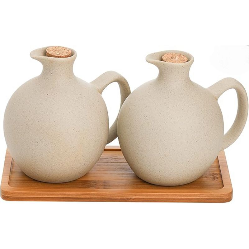 GENERICO - Set De 02 Dispensadores De Aceites, Café, Te500ml - Cerámica