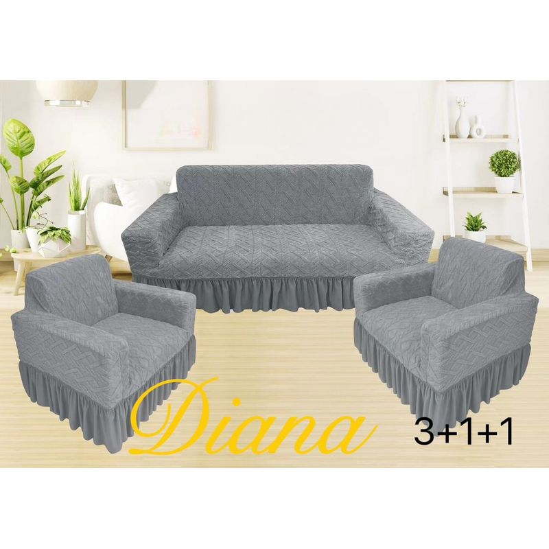 GENERICO - JUEGO DE FUNDAS DE SILLON CON FALDON PLUSH 3 C +1C+1C