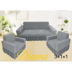 GENERICO - JUEGO DE FUNDAS DE SILLON CON FALDON PLUSH 3 C +1C+1C