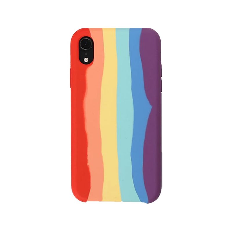 GENERICO - Carcasa de Silicona Para iPhone XR Arcoiris Rojo