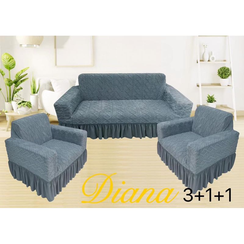 GENERICO - JUEGO DE FUNDAS DE SILLON CON FALDON PLUSH 3 C +1C+1C