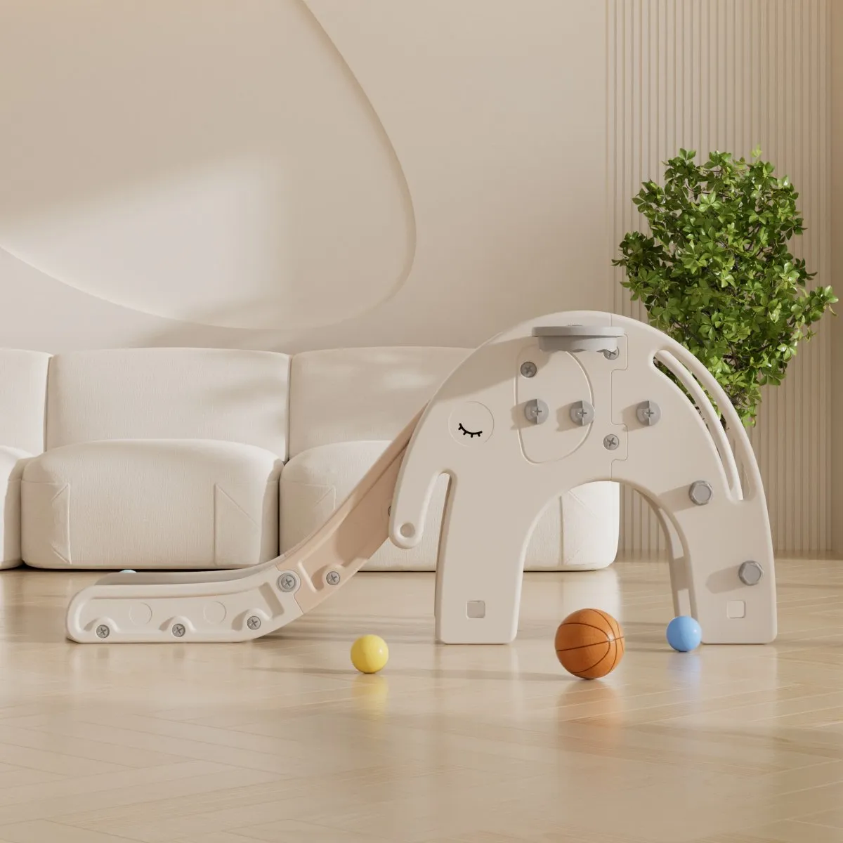 BEBECO - Resbalin Elefante color Blanco con Beige