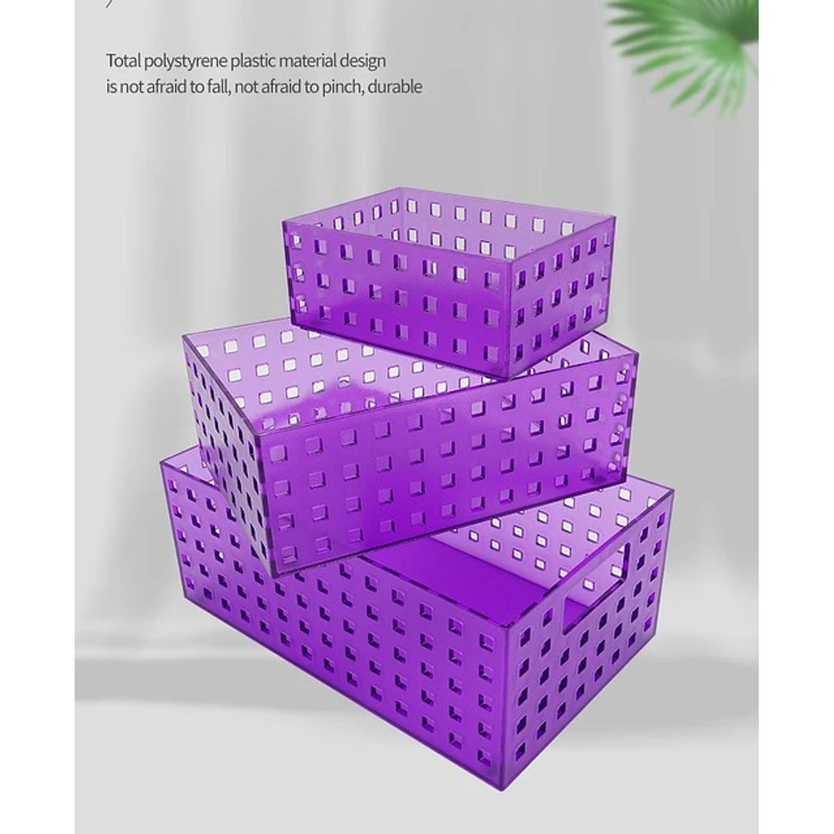 GENERICO - Set 3 Organizadores Rectangular Acrilico Morado