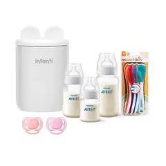 INFANTI - Set Bebé Calentador Mamaderas Avent Chupetes y Cucharas
