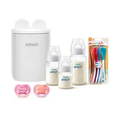 INFANTI - Set Bebé Calentador Mamaderas Avent Chupetes y Cucharas