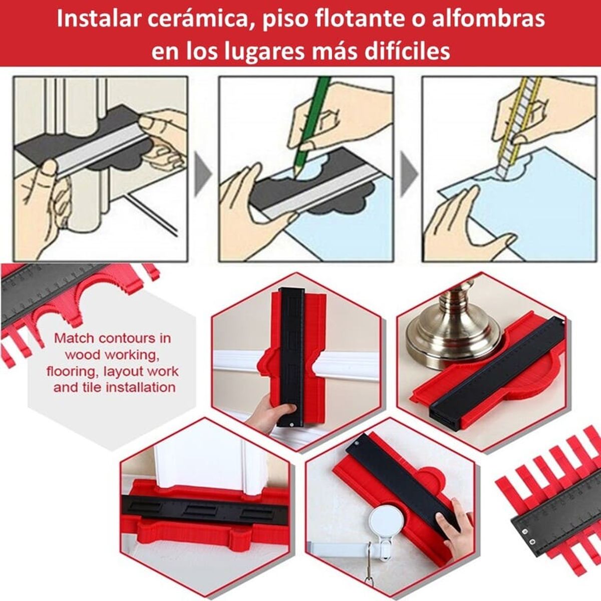 GENERICO - Extra-ancho Medidor Contorno Calibrador Forma Perfil