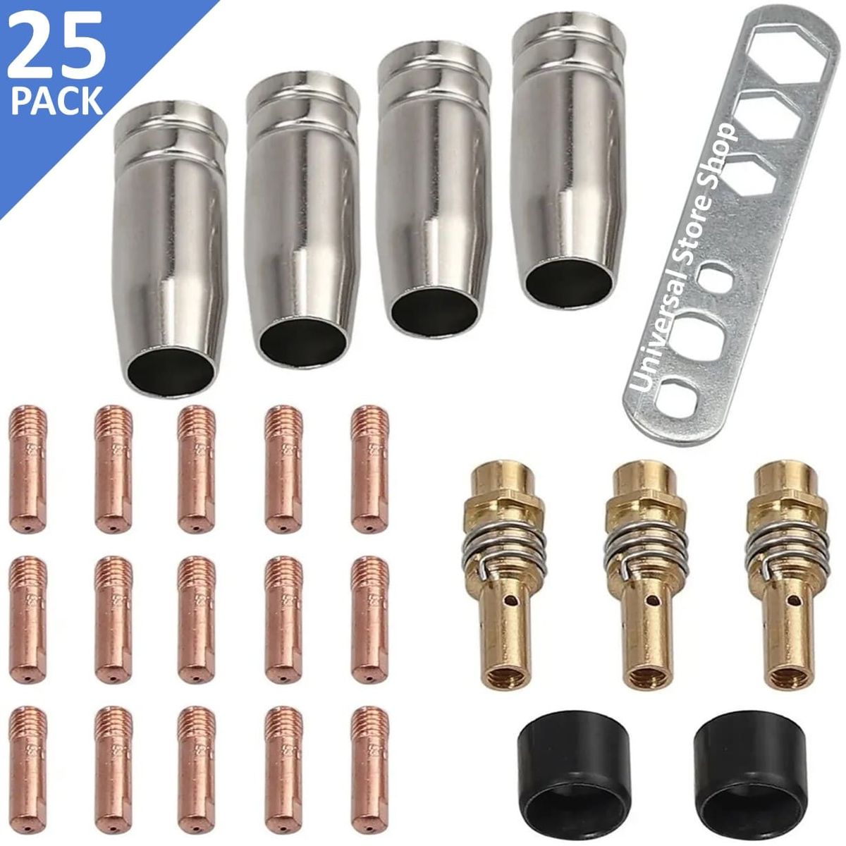 GENERICO - 25p Punta Boquilla 0.8 A 1.0 Contacto Soldadura Mig Mag  / Dorado