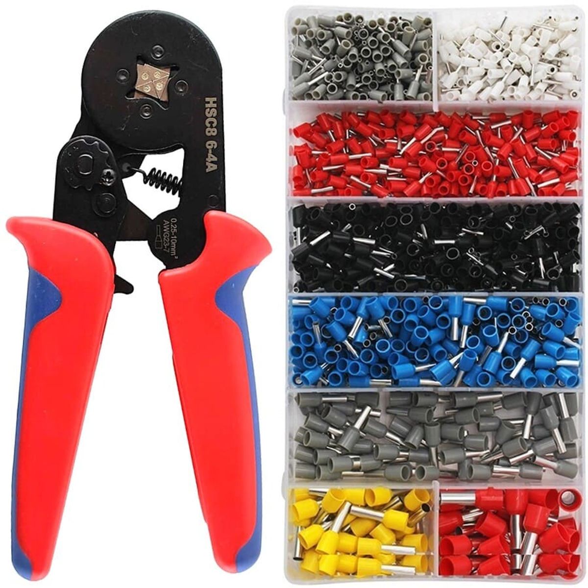 GENERICO - Crimpeadora Alicate Prensa Ferrulera + 1200 Terminales
