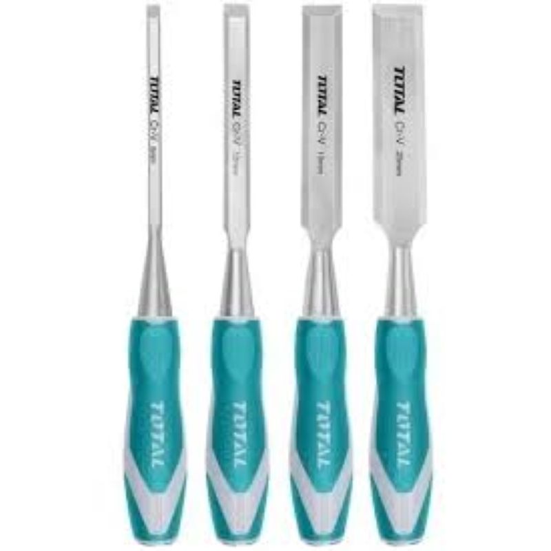 TOTAL TOOLS - Set Juego De 4 Formones Total 6 12 19 25 Mm Cromo Vanadio
