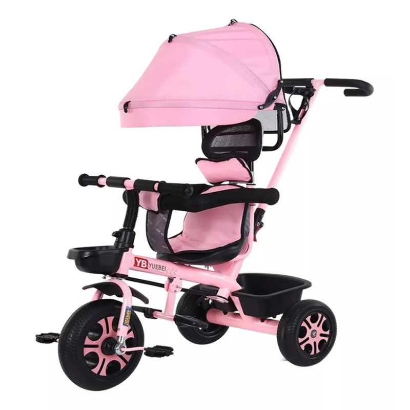 GENERICO - Coche Triciclo Infantil 4 En 1 Rosado