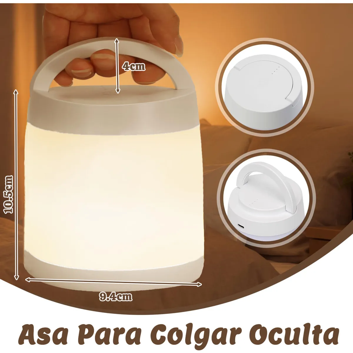GENERICO - Luz de Noche Recargable para Niños Habitación Cámping-Blanco