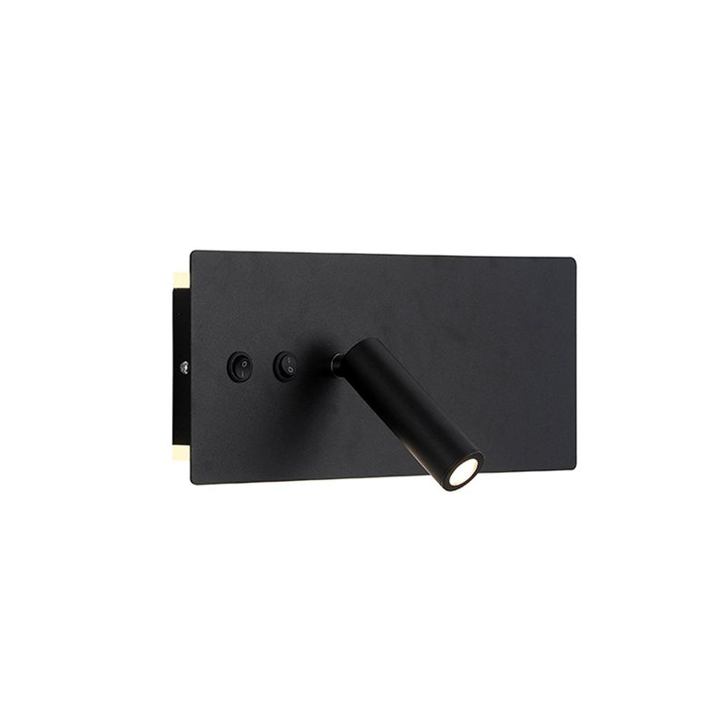 HB LEDS - Apliqué LED Lector Line USB 3W+10W Negro - Luz Cálida