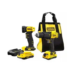 STANLEY - Kit Scdl711c2s-b2 Taladro Percutor 20v + Linterna