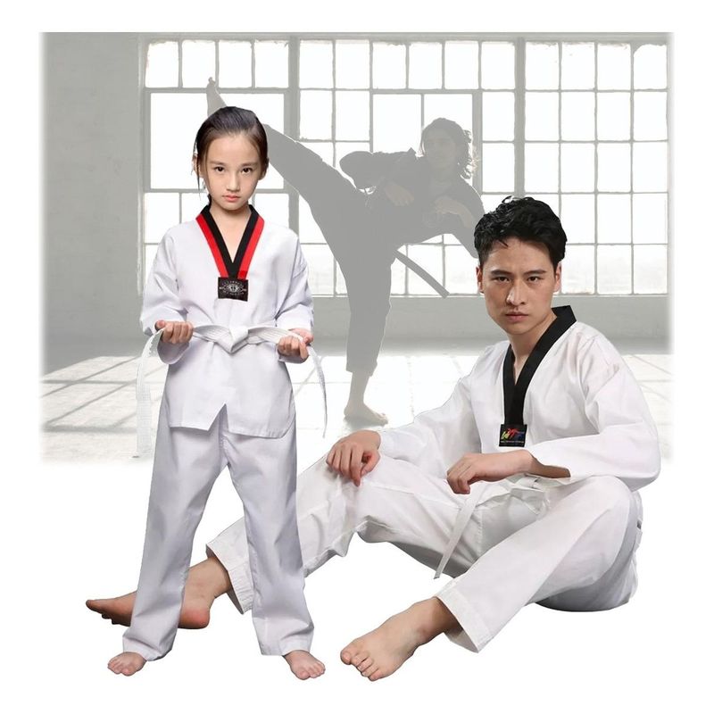 GENERICO - Uniforme de Karate y Taekwondo con Cinturón Blanco Duradero