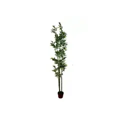 GENERICO - Planta Artificial Bambú 120cm Maceta Redonda Café 3 Varas