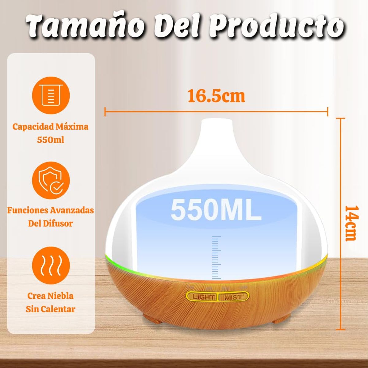 GENERICO - Humidificador Difusor De Aromas Con Luz Dormitorio Oficina