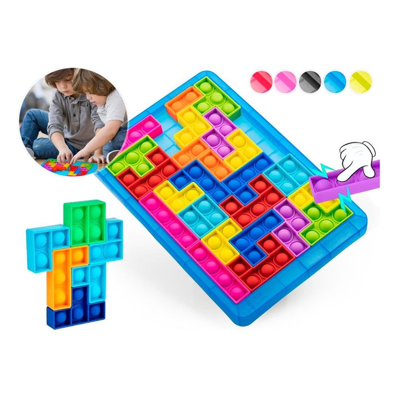 GENERICO - Rompecabezas Tetris Pop It Sensorial Antiestrés Celeste