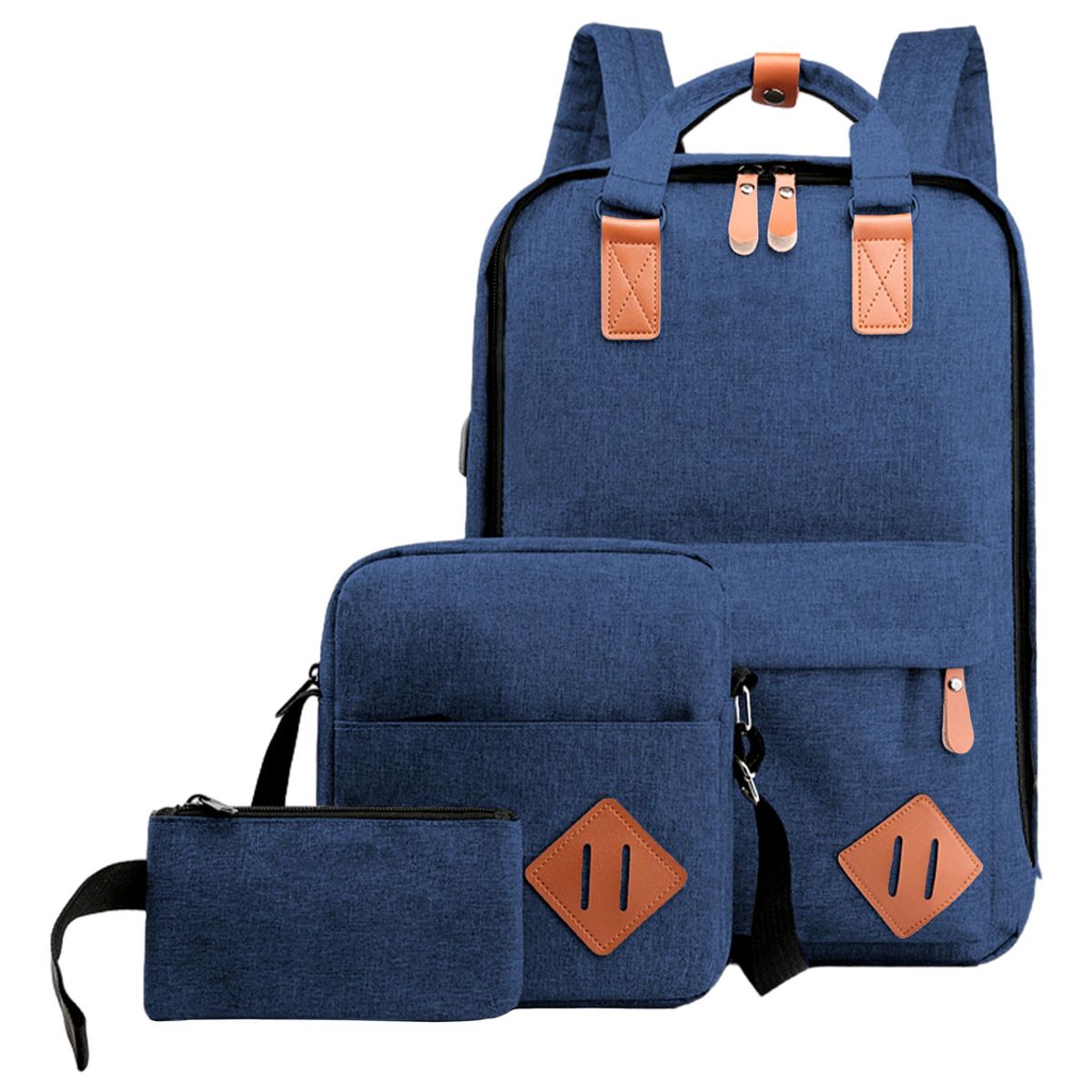 EINICIO - Mochila Hombres Y Mujeres Carga Usb Para Auriculares 3 Pcs