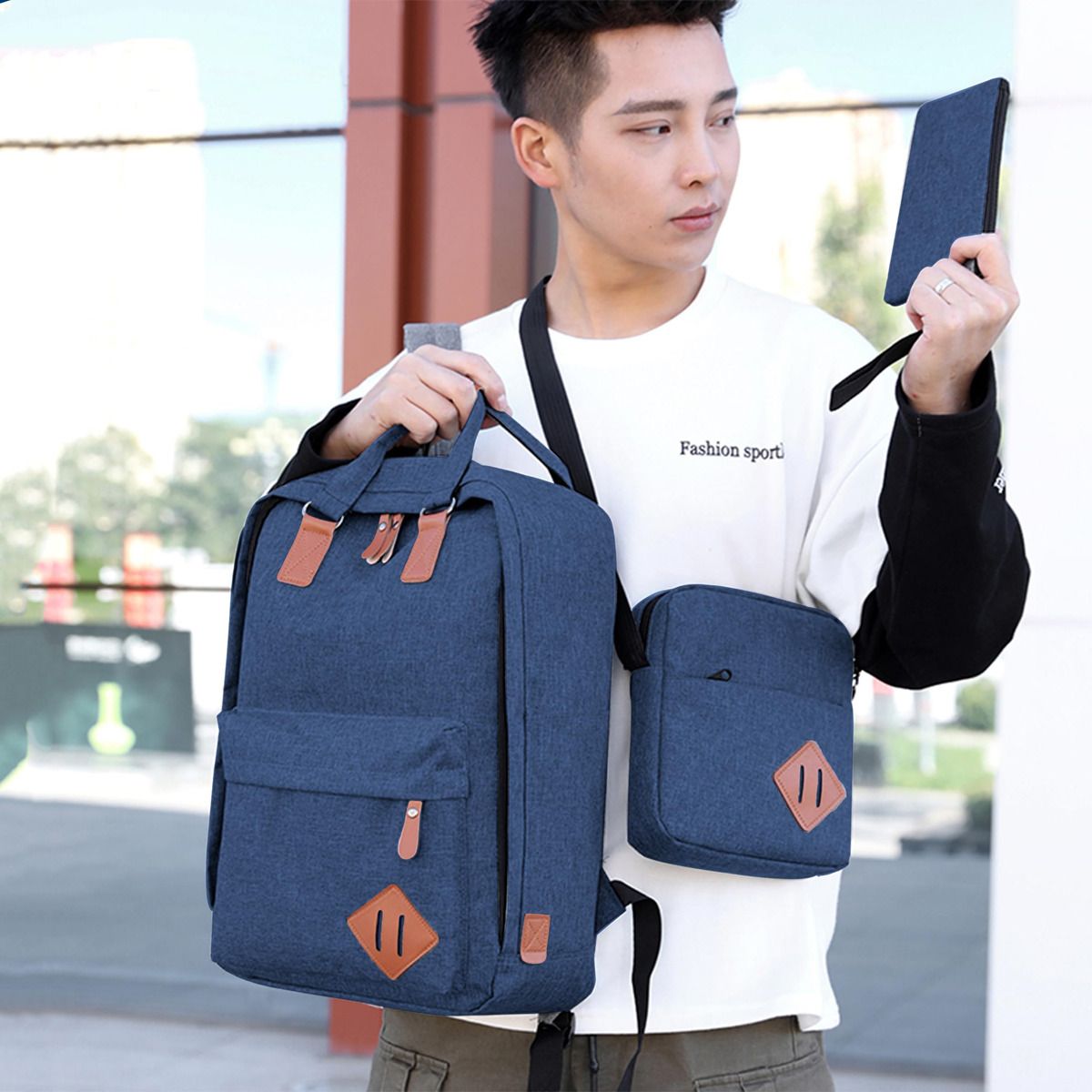 EINICIO - Mochila Hombres Y Mujeres Carga Usb Para Auriculares 3 Pcs