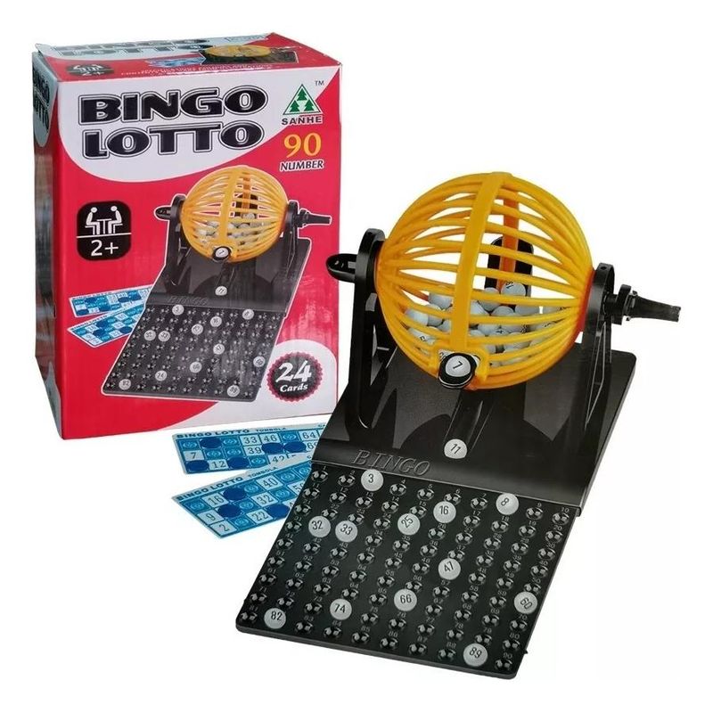 GENERICO - Bingo de Viaje 90 Números con Bolillero para Diversión Familiar