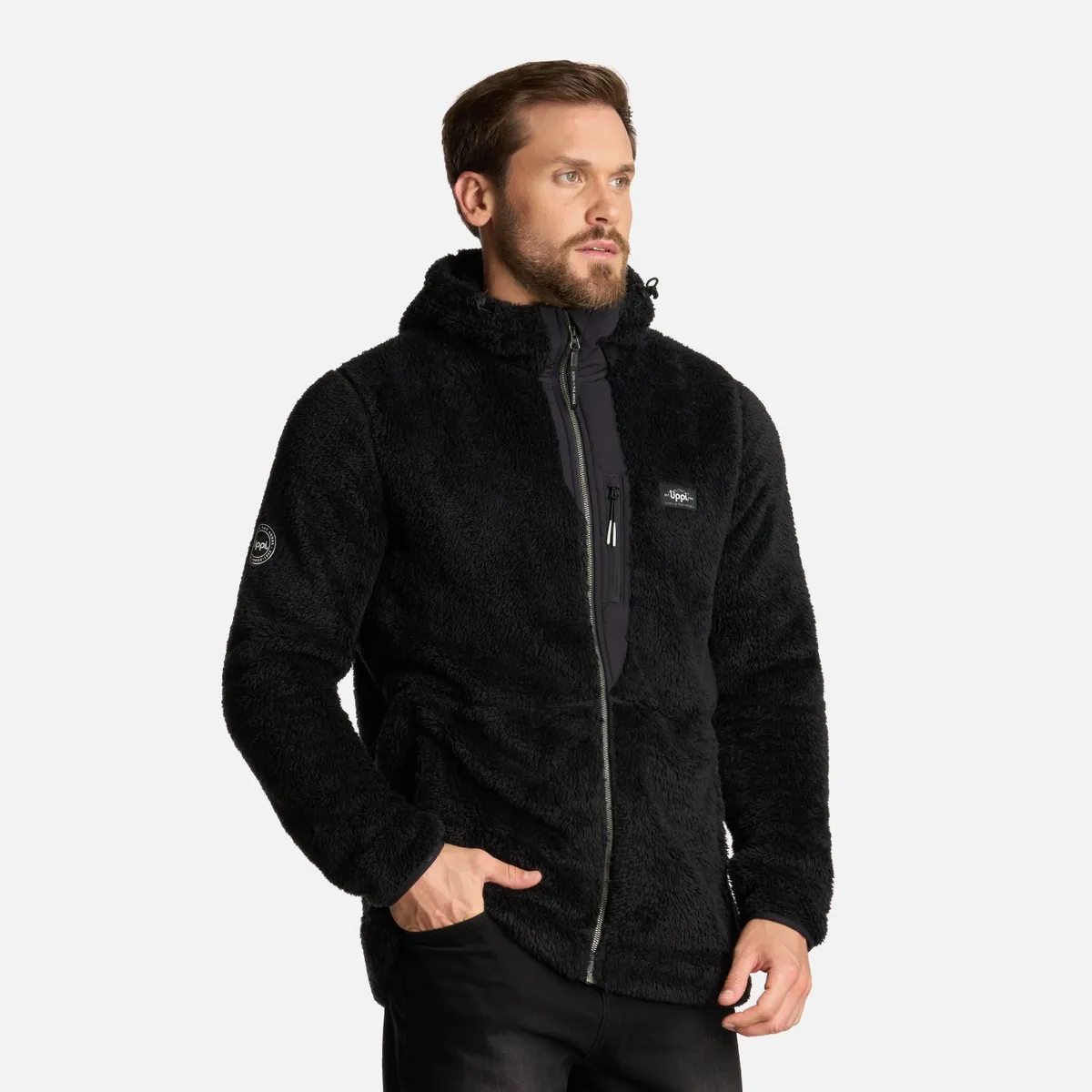 LIPPI - Polar Hombre Bear Shaggy-Pro Hoody Jacket Negro Lippi