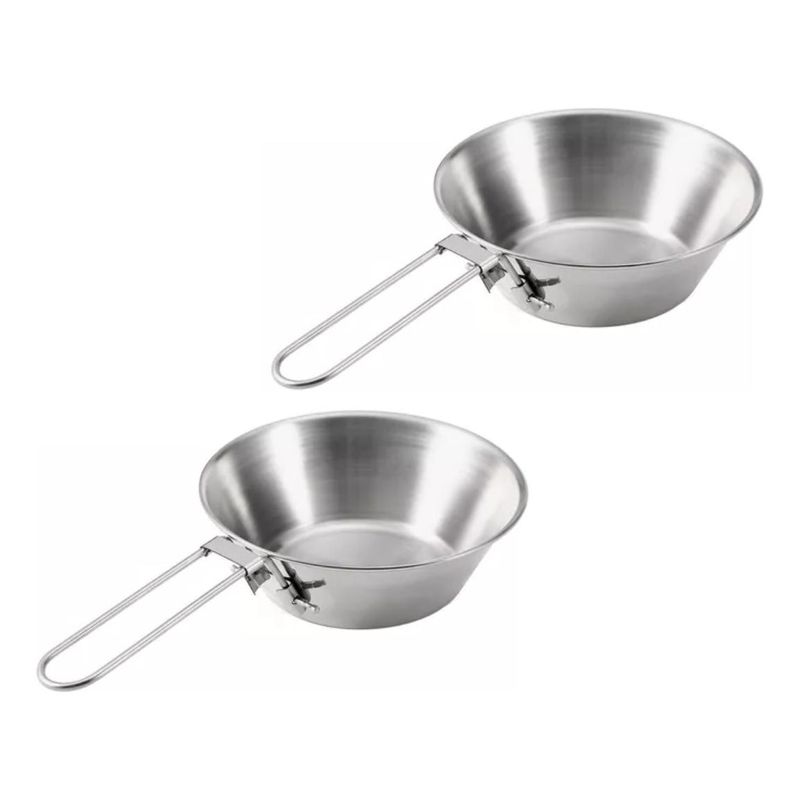 GENERICO - Plato Plegable de Acero Inoxidable para Camping x2 unidades