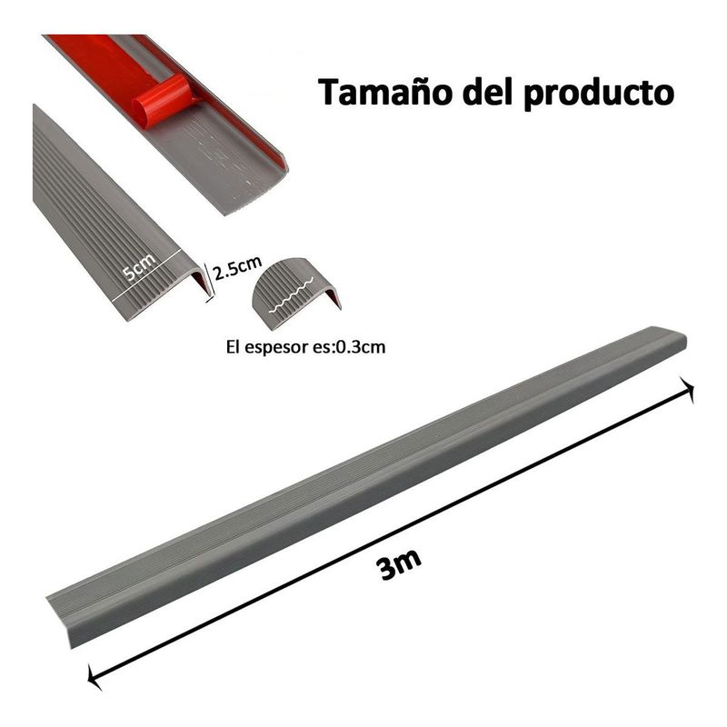 GENERICO - Protector Antideslizante de Goma para Escaleras de 3m