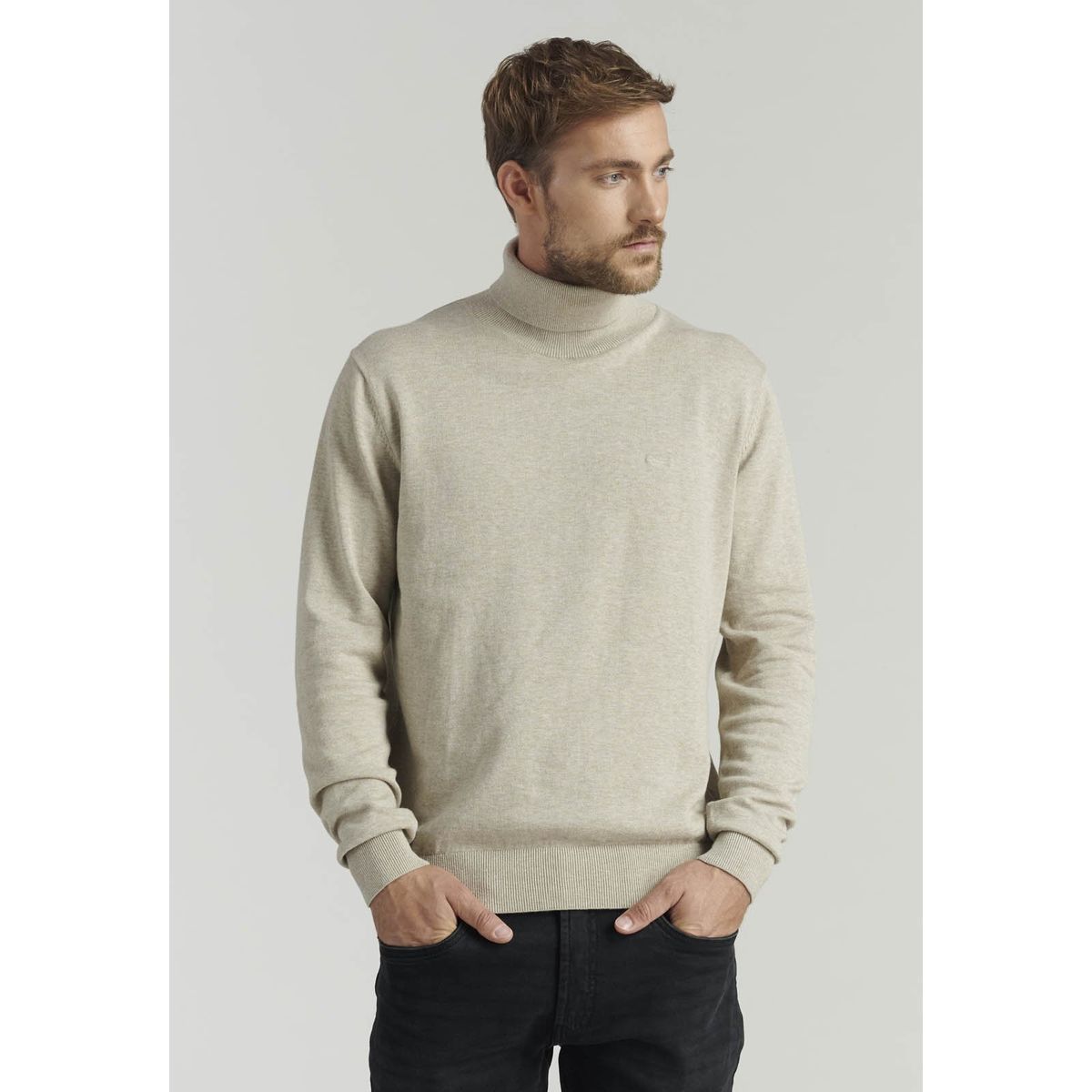 FEROUCH - Sweater Turtle Neck F Smart Casual Beige Ferouch